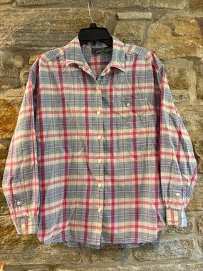 Lizwear Liz Claiborne Vintage ‘90s Cotton Pink Blue Button Down Shirt Size M